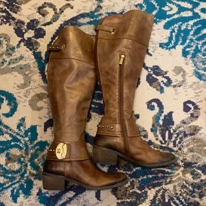 Brown Vince Camino Leather Riding Boots.